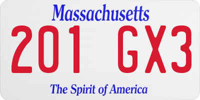 MA license plate 201GX3