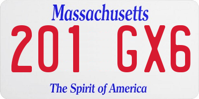 MA license plate 201GX6