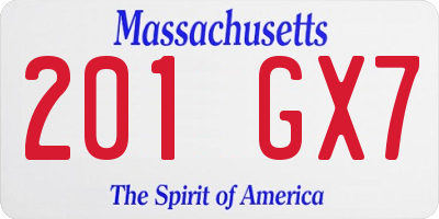 MA license plate 201GX7