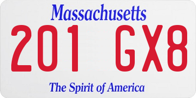 MA license plate 201GX8