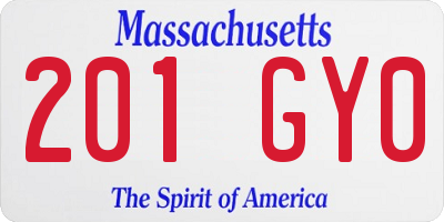MA license plate 201GY0