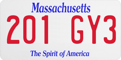MA license plate 201GY3