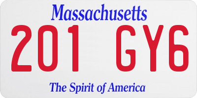 MA license plate 201GY6