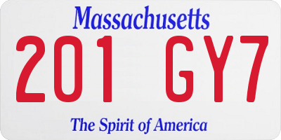 MA license plate 201GY7