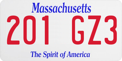 MA license plate 201GZ3