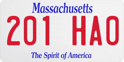 MA license plate 201HA0