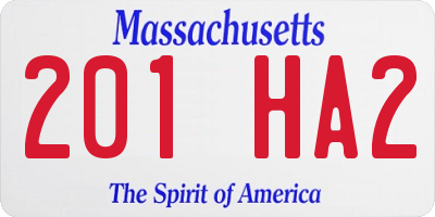 MA license plate 201HA2