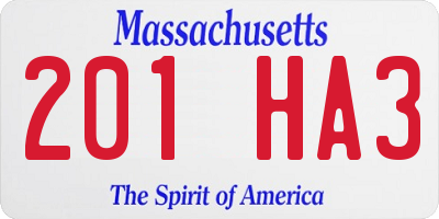 MA license plate 201HA3