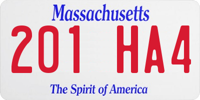 MA license plate 201HA4