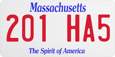 MA license plate 201HA5