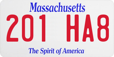 MA license plate 201HA8