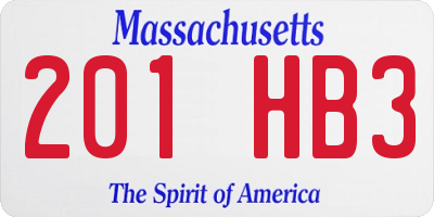 MA license plate 201HB3
