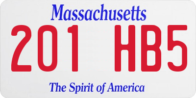 MA license plate 201HB5