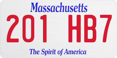 MA license plate 201HB7