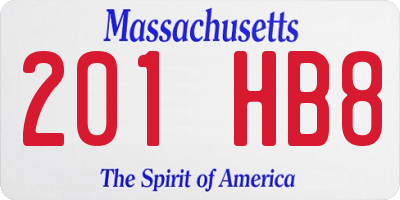 MA license plate 201HB8