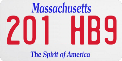 MA license plate 201HB9