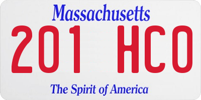 MA license plate 201HC0