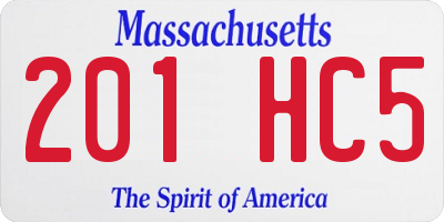MA license plate 201HC5