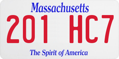 MA license plate 201HC7