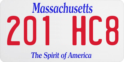 MA license plate 201HC8