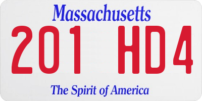 MA license plate 201HD4