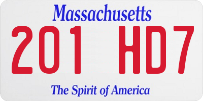 MA license plate 201HD7