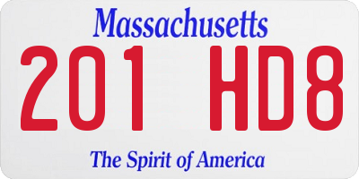 MA license plate 201HD8
