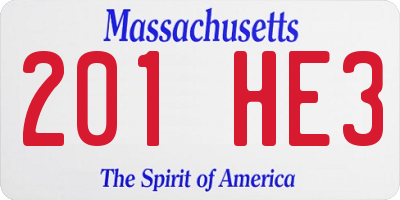MA license plate 201HE3