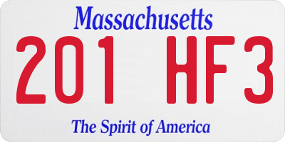 MA license plate 201HF3