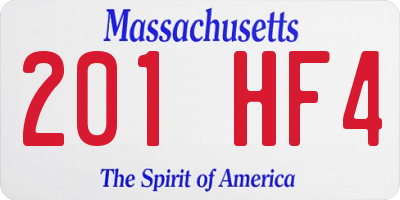 MA license plate 201HF4