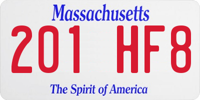 MA license plate 201HF8