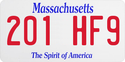 MA license plate 201HF9