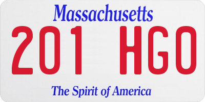 MA license plate 201HG0