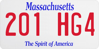 MA license plate 201HG4