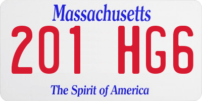 MA license plate 201HG6