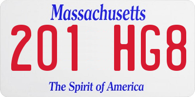 MA license plate 201HG8