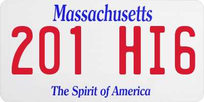 MA license plate 201HI6