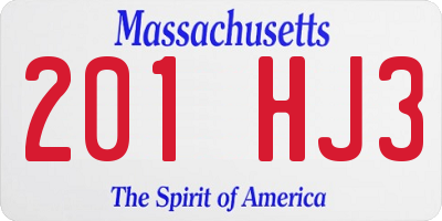 MA license plate 201HJ3