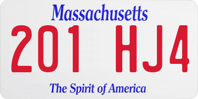 MA license plate 201HJ4