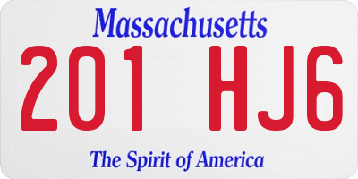 MA license plate 201HJ6