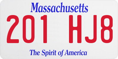MA license plate 201HJ8