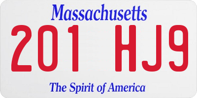 MA license plate 201HJ9