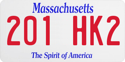 MA license plate 201HK2