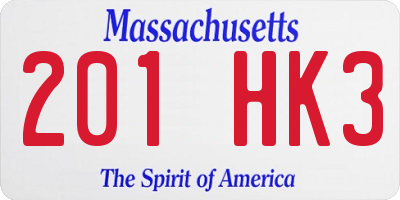 MA license plate 201HK3