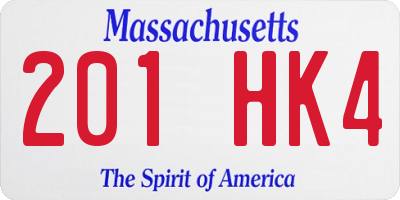 MA license plate 201HK4