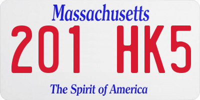 MA license plate 201HK5
