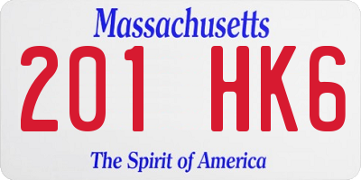 MA license plate 201HK6