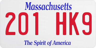 MA license plate 201HK9