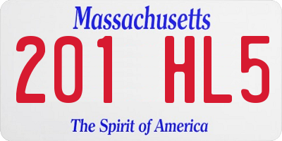 MA license plate 201HL5