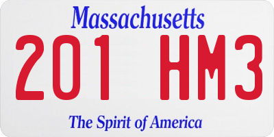 MA license plate 201HM3